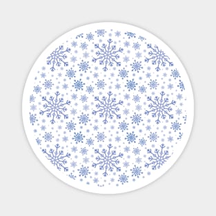 Pretty White & Blue Winter Snowflake Pattern Magnet